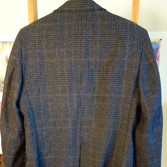 Vintage Navy Blue Wool Check Jacket - Picture 3 of 4